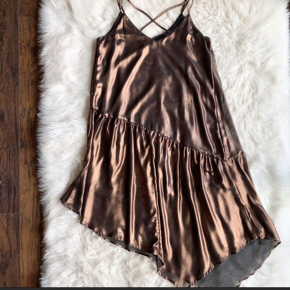 Xhilaration Women's Plus Size Metallic Lined Asymmetrical Spaghetti Strap Dress - Picture 4 of 7